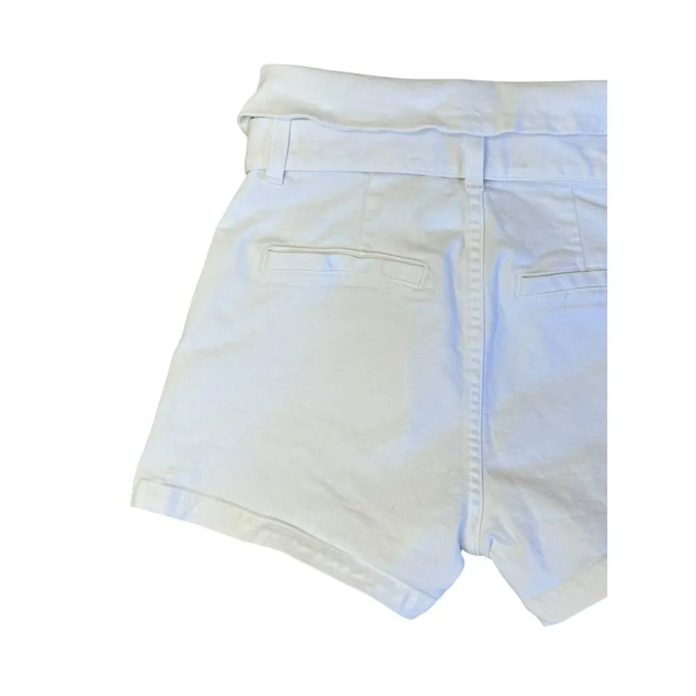LE JEAN REVOLVE High Rise Lola Mini Shorts White Wash Front Tie Belted Sz 25 - Image 6