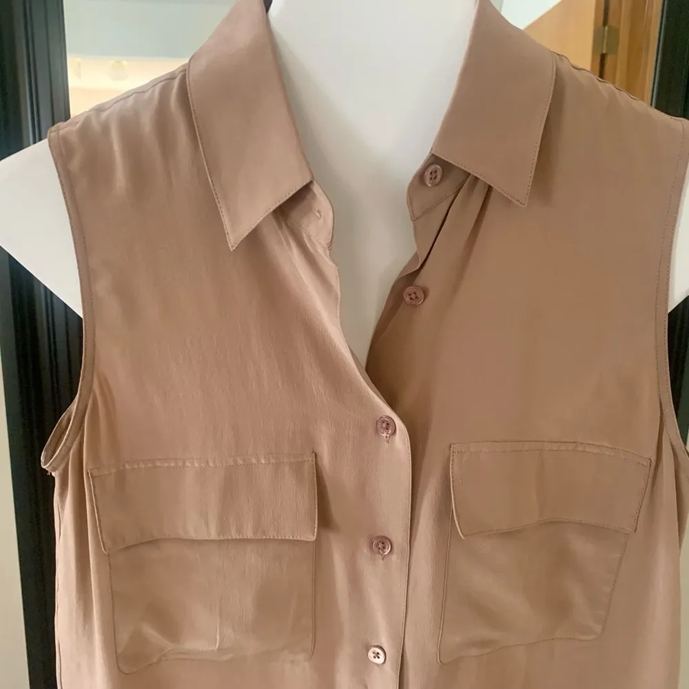 EQUIPMENT Femme Sheer Taupe Sleeveless Top - Image 2