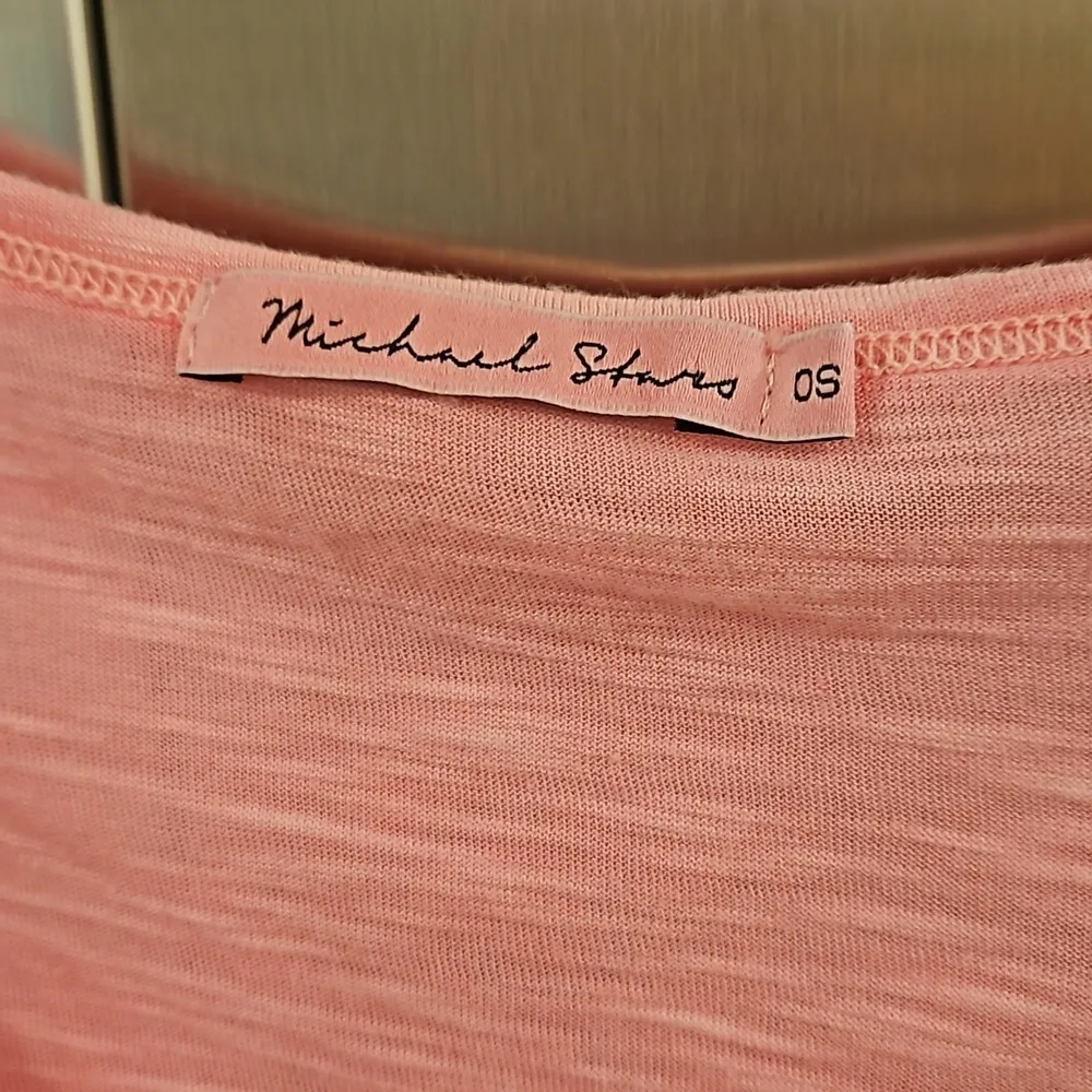 đź’•MICHAEL STARSđź’• Slub Knit Jersey Flutter Tulip Sleeve Tee ~ Pink One Size NWOT - Image 7