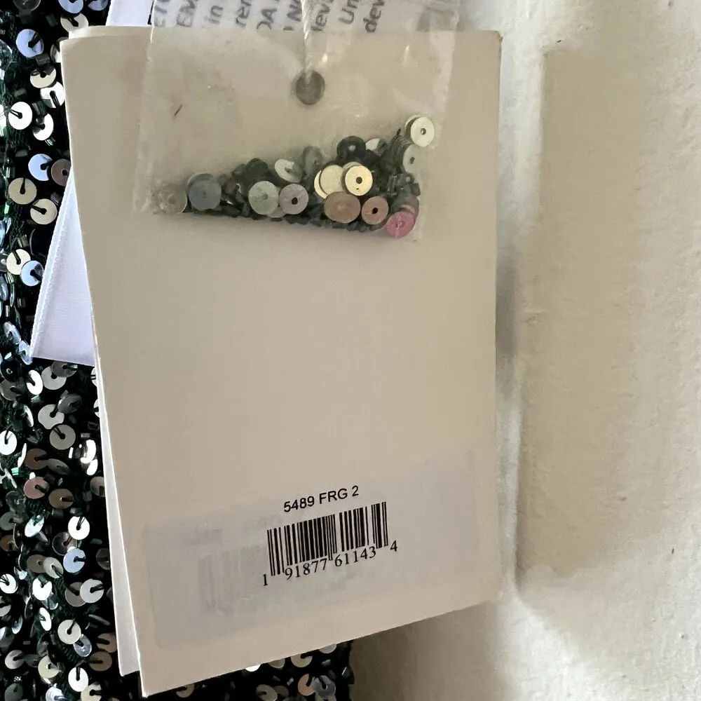 Mac Duggal 5489 Cap Sleeve Sequined High Slit Gown Green maxi dress size 2 BB - Image 7