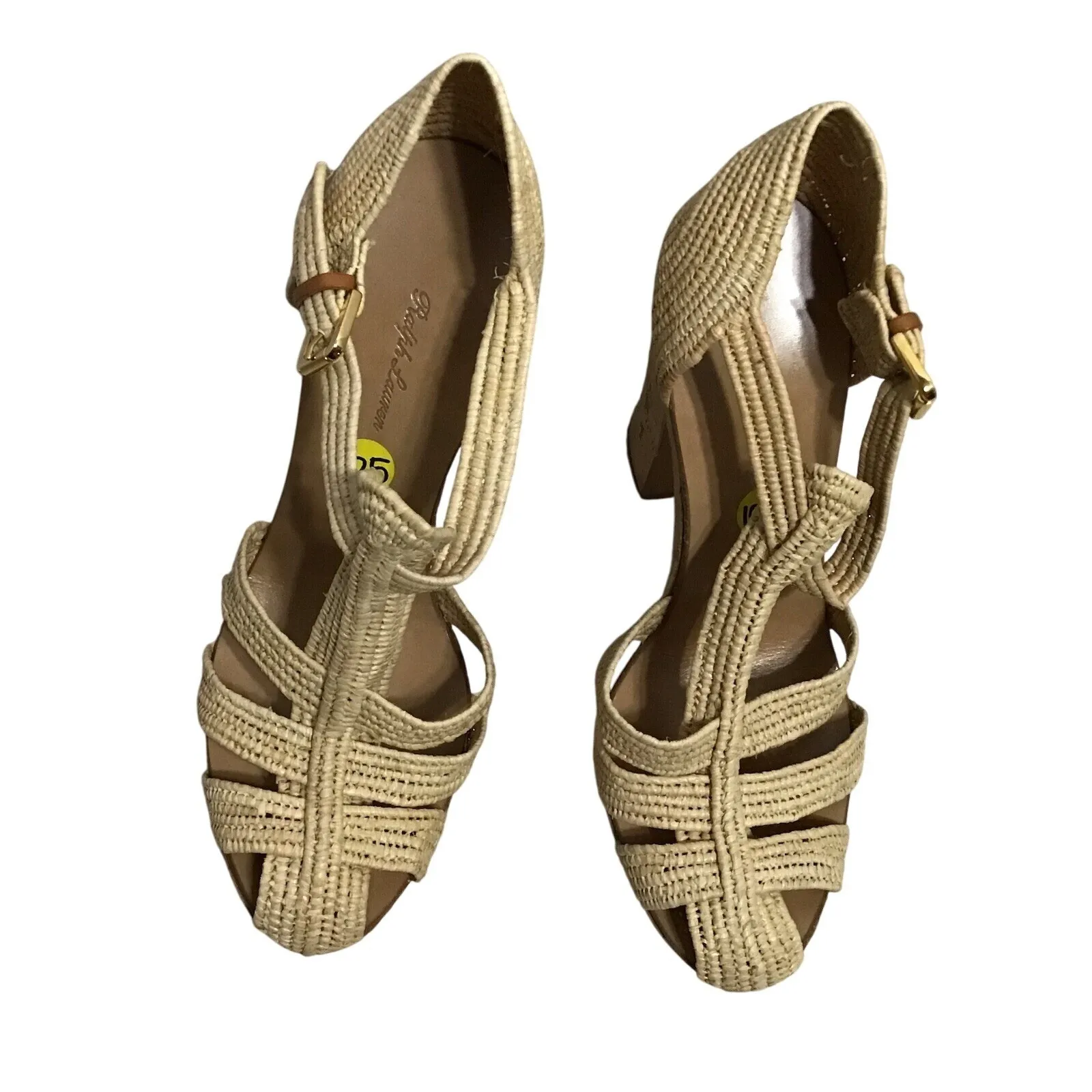Ralph‎ Lauren Womens Beige Woven Top Ankle Strap Platform Cork Heels Size 10.5 - Image 3