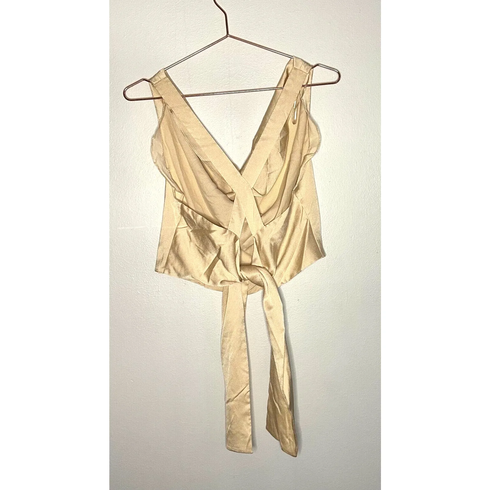 Finders Keepers Gabriella Cami Champagne Color Cross Back Tie Party size Large - Image 5