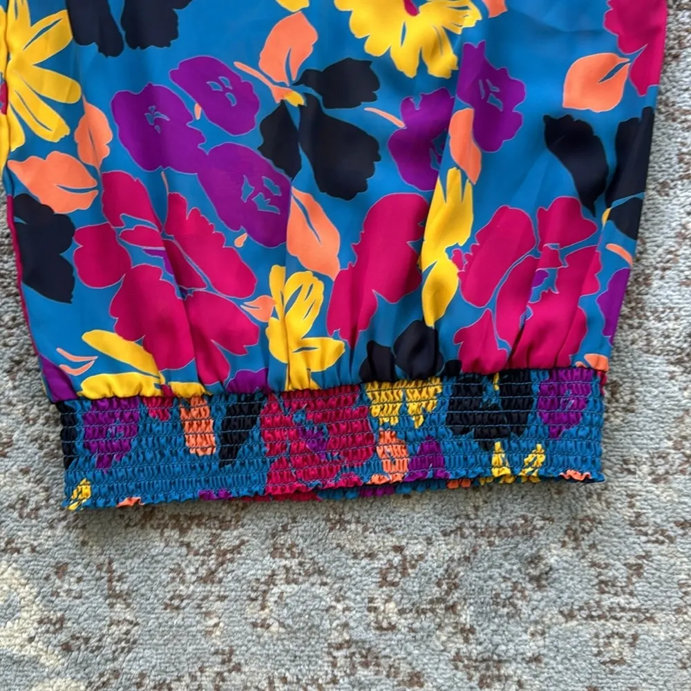 Vintage Ms.12 West Sheer Floral Blouse & Skirt Set Medium Blue - Image 8