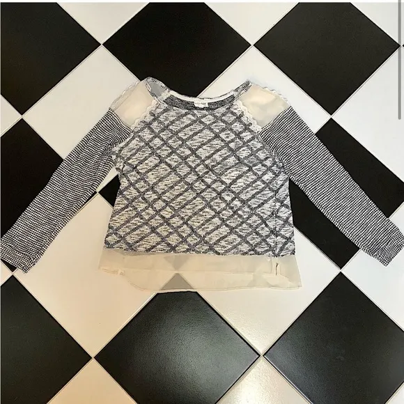 Maison Jules Knit Layered Patchwork Sweater Top Textures Anthropologie Anthro M - Image 2