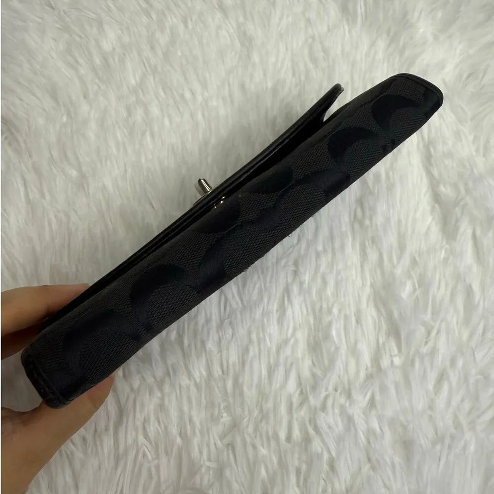 COACH Black Signature Canvas Wallet - Image 6