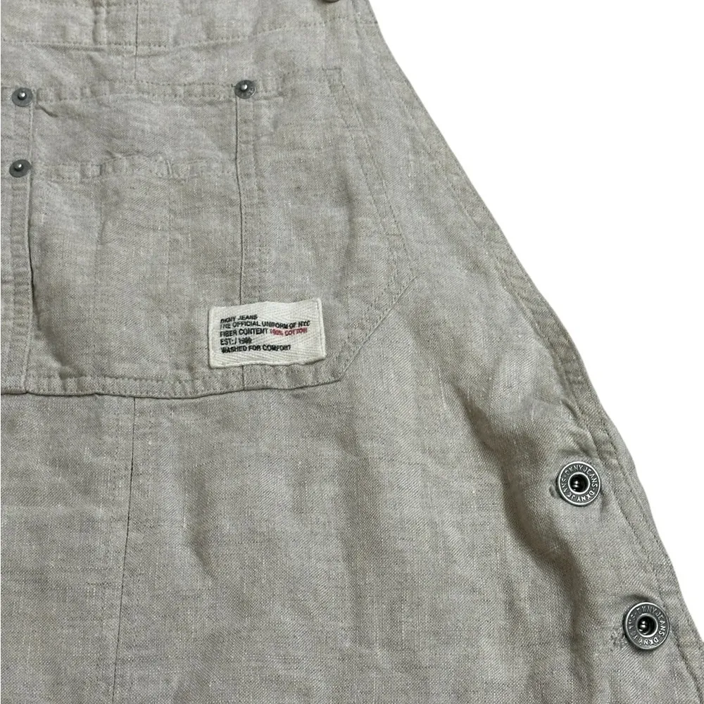DKNY Womens Linen Pinafore Jumper Dress Overalls 90s Y2K Grunge - Image 3