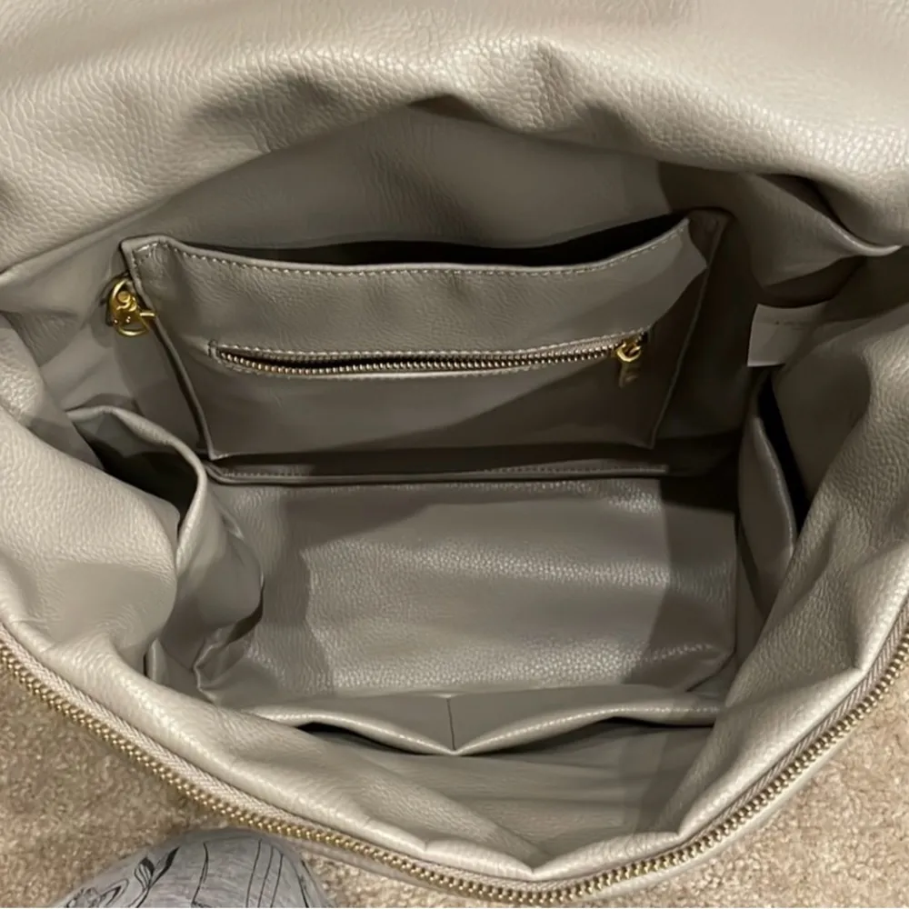 Fawn Design The Original Diaper Bag/Backpack w/Structured Shape /Gold Hardware White - Image 9