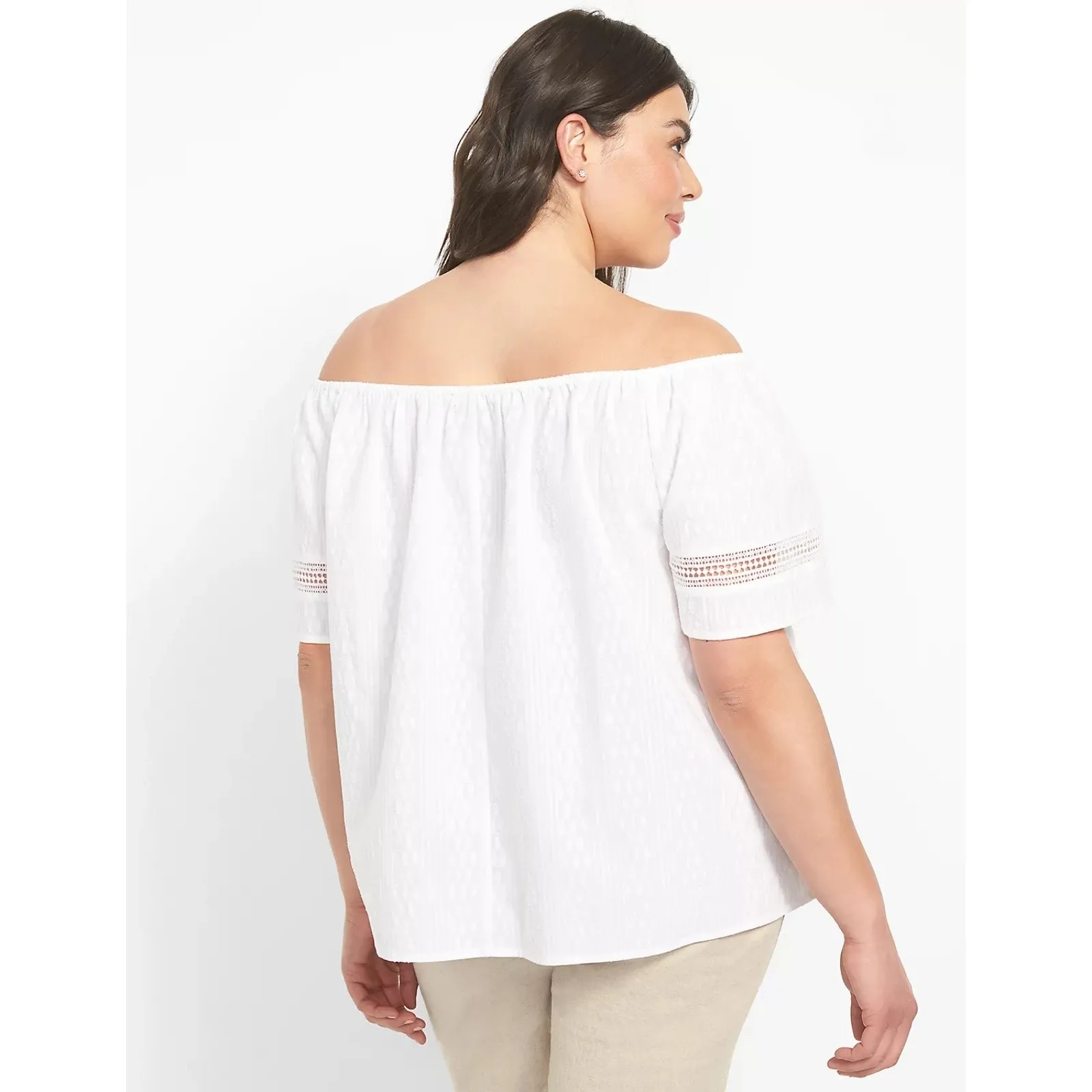 Lane Bryant White Lace Off The Shoulder Convertible Jacquard Blouse Top 18/20 - Image 8