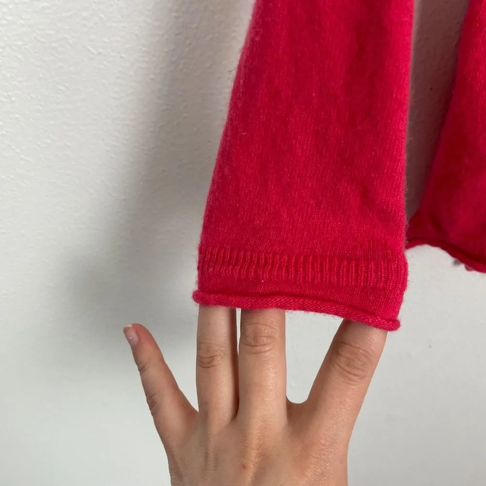 J. Crew Factory Woman's Sz S Red V Neck Step Hem Fall Cotton Wool Sweater AC623 - Image 5