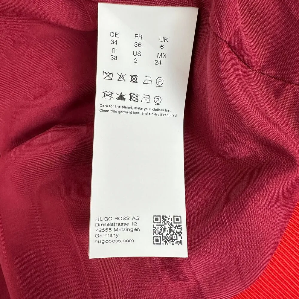 Boss Joleara Blazer Jacket Cropped Red Satin Wool Lapel Holiday Party US 2 NWT - Image 13