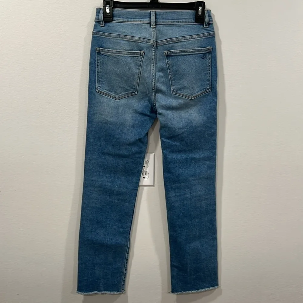 DL1961 Mara Ankle High Rise Instasculpt Straight Jeans Raw Hem Size 28 EUC - Image 4