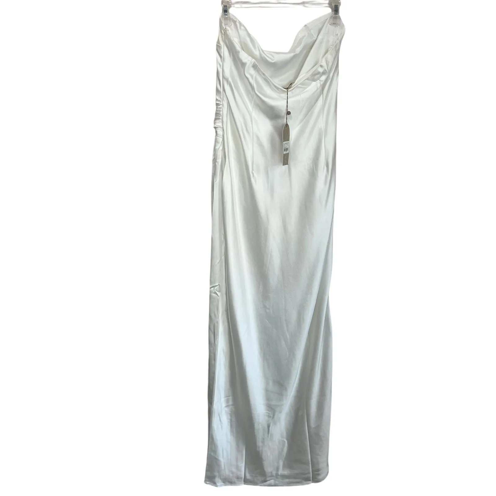 Meshki Aminah Draped Strapless Satin Maxi Dress Ivory Size L NWT Formal - Image 5
