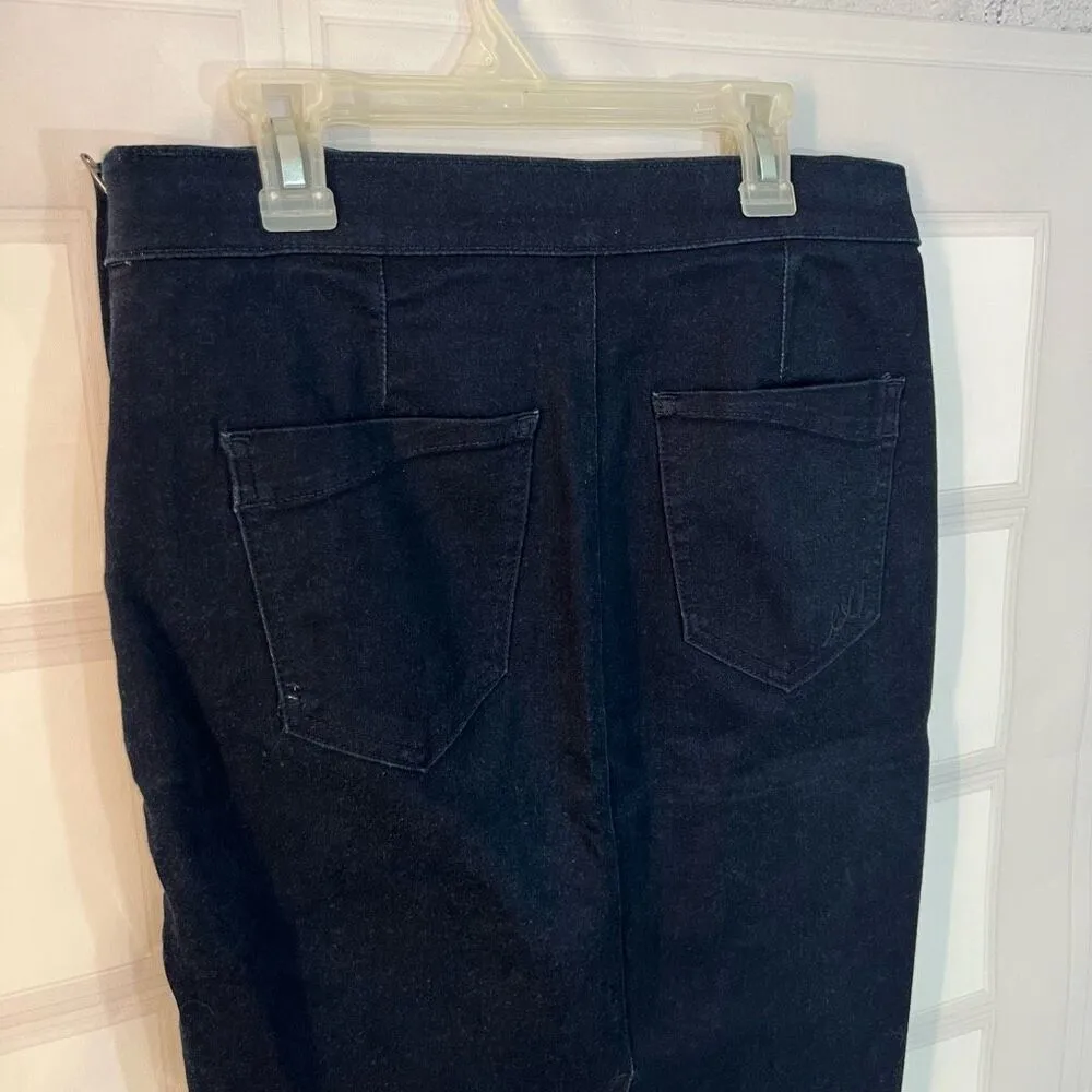 Express Dark Denim Sailor Button Pencil Fit Knee Length Skirt Size 6 - Image 4