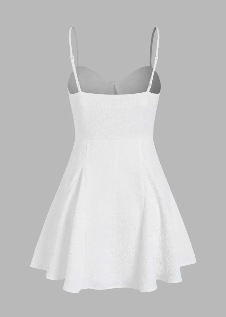 Cider White Solid Texture Cami Mini Dress - Image 2