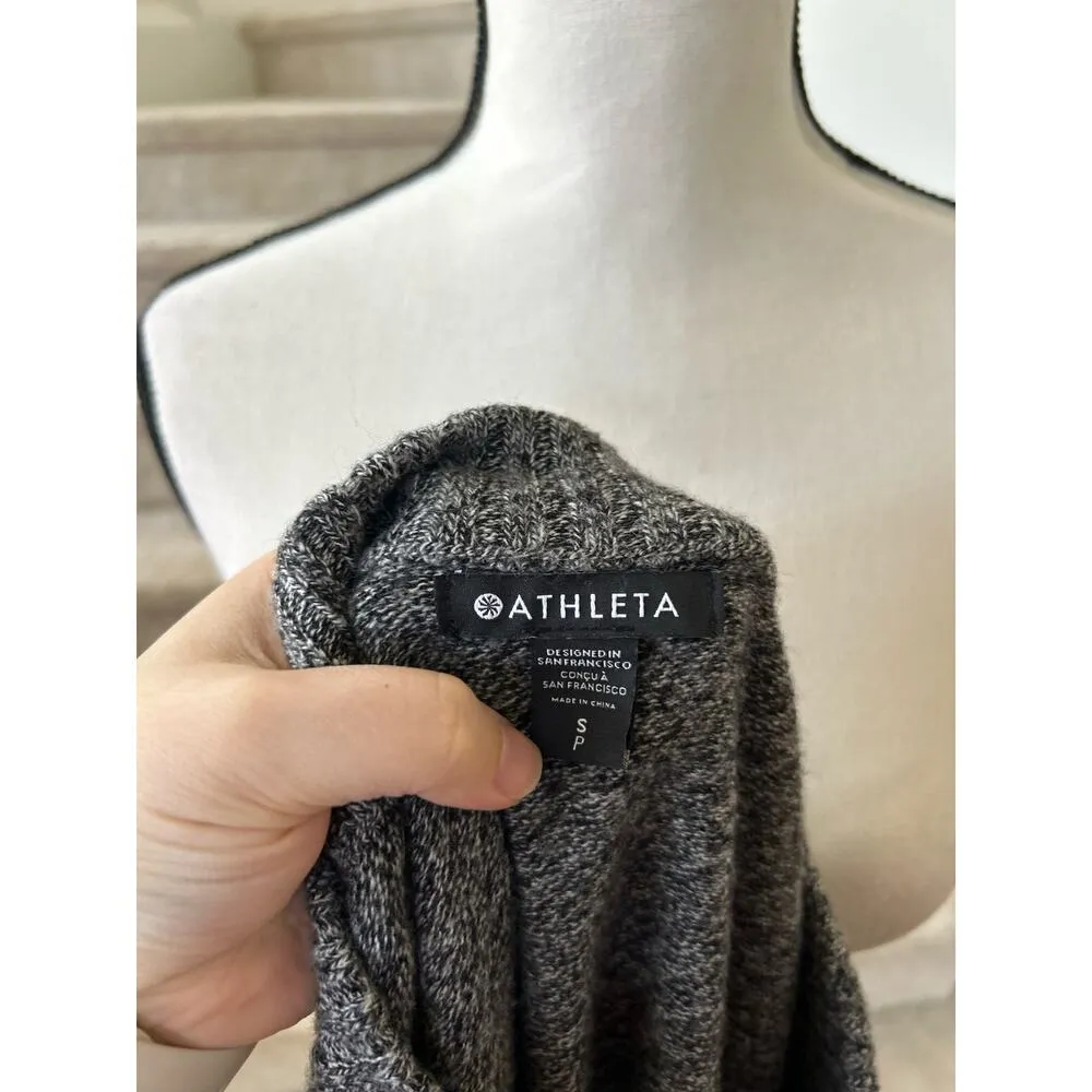 Athleta Vital Marled Grey & V-neck Long Sleeve Cashmere Wool Sweater - Image 5