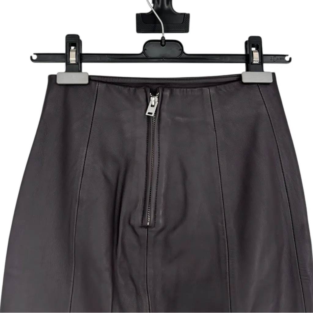 IRO Donkin Lamb Leather Mini Skirt In Dark Brown size EU 34 - Image 6