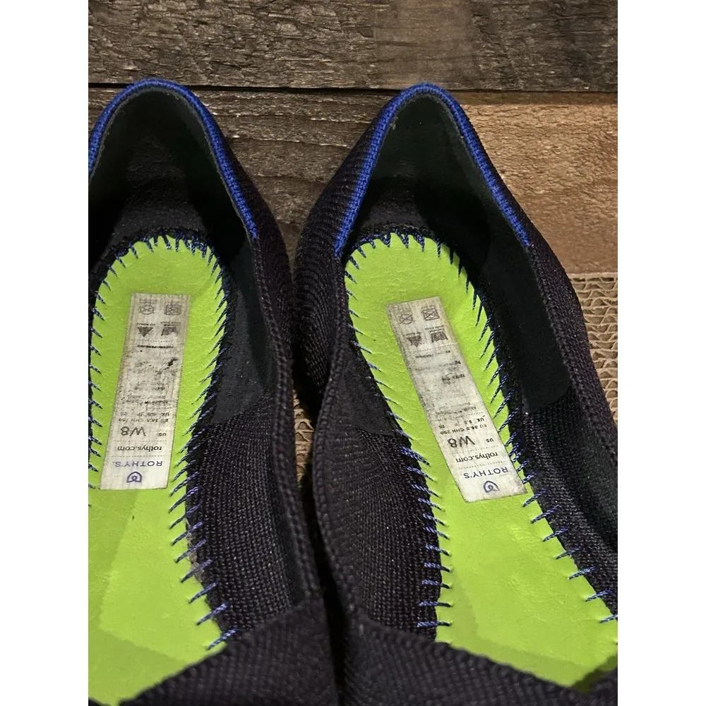 Rothy's The Point Women's 8 Navy Blue Knit Mesh‎ Slip On No inserts Ballet Flats - Image 4