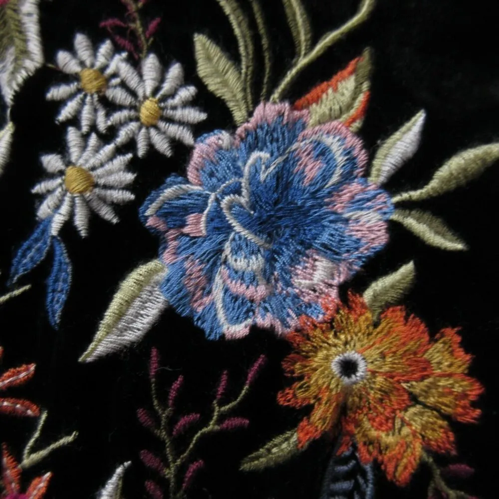 NWoT Johnny Was Isla in Black Embroidered V-neck Velvet Tunic Kimono Dress XS - Image 3