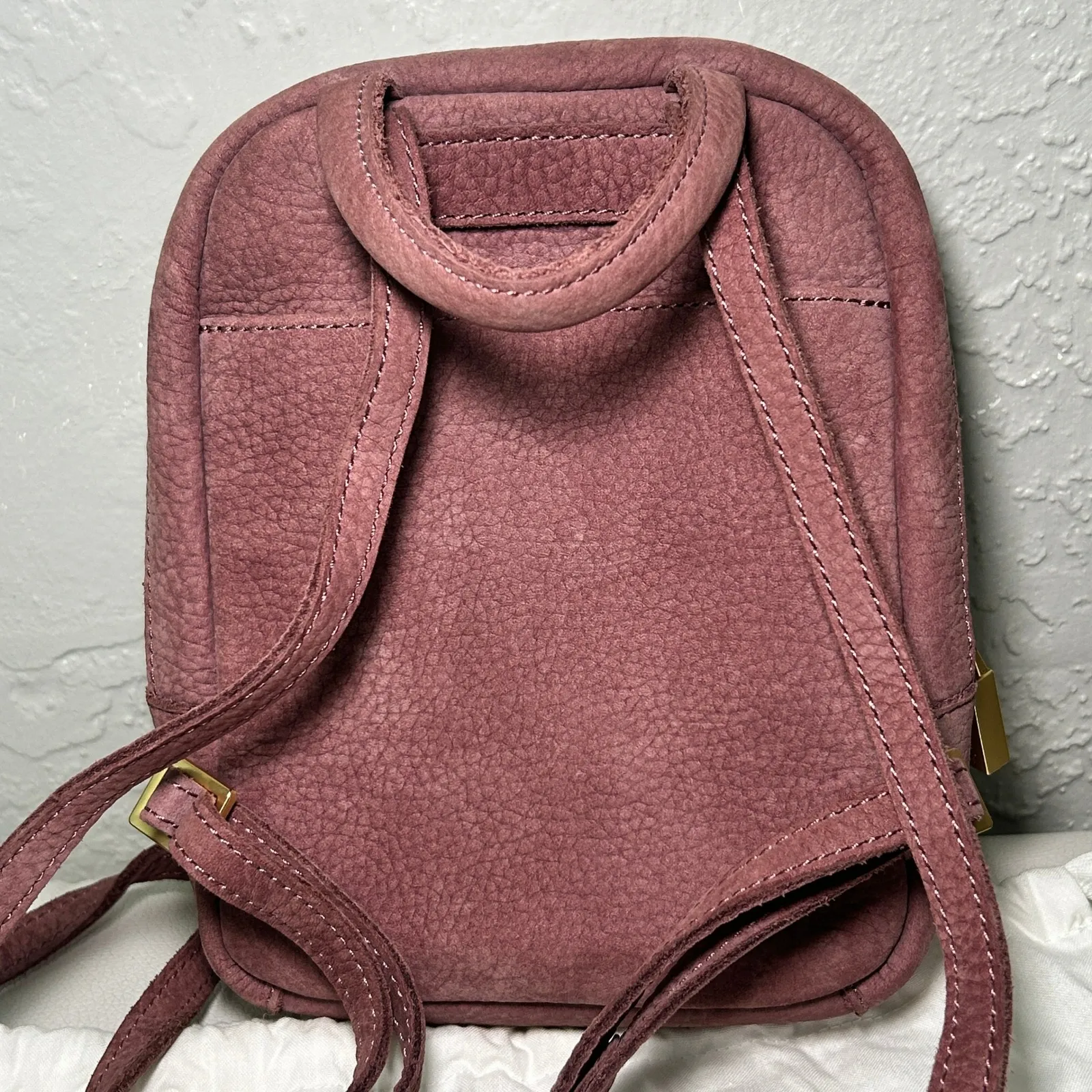 Hammitt Hunter Mini Backpack Plum Pebbled Leather Gold Hardware w Dust Bag - Image 6