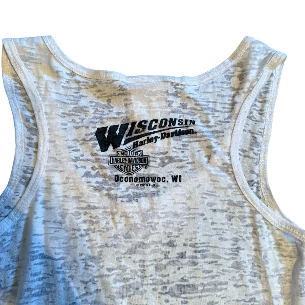 Harley Davidson Size S‎ Studded Burnout Tank Top Red White Blue Americana Biker - Image 4