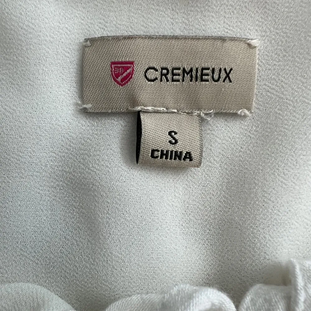 Cremieux White Crepe Boho Flowy Sleeve Hippie Layered Romantic Blouse Size S - Image 9