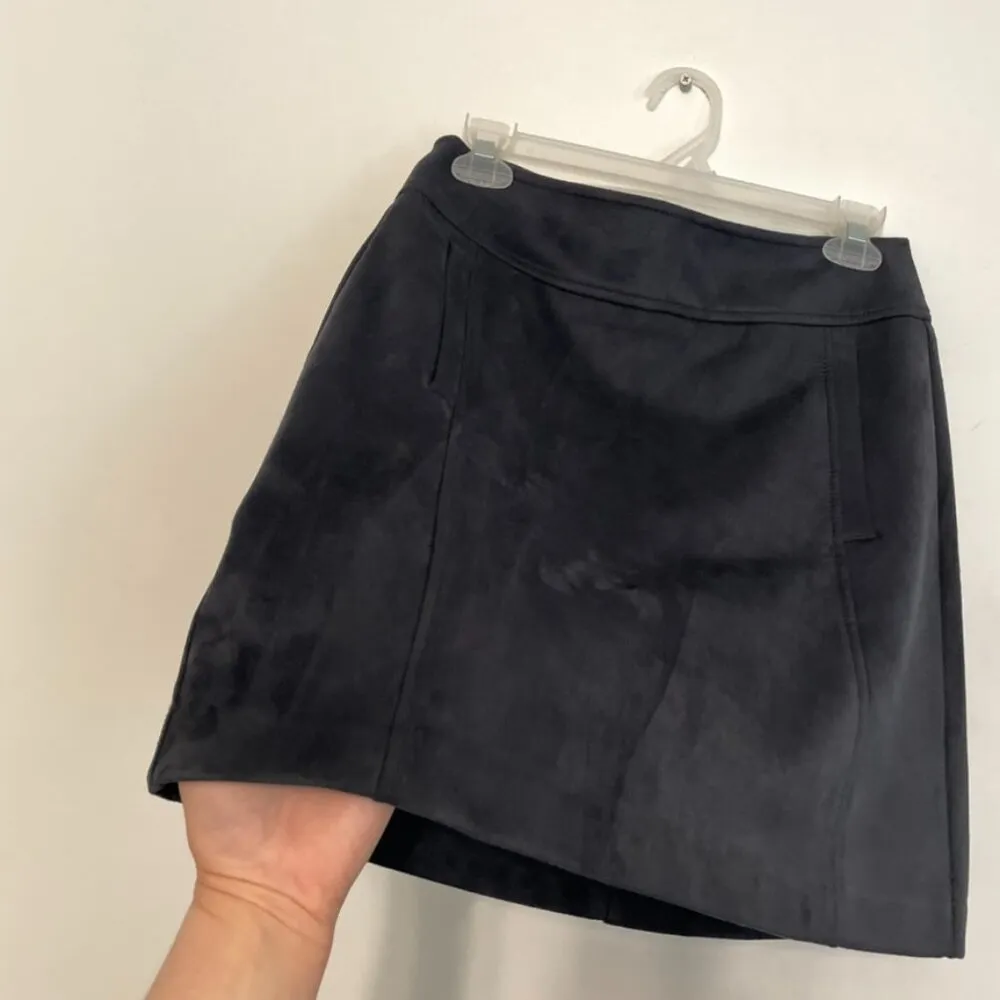 ANN TAYLOR LOFT Petites Faux Suede Shift Skirt Navy Blue Mini Skirt PETITE 4 4P - Image 6