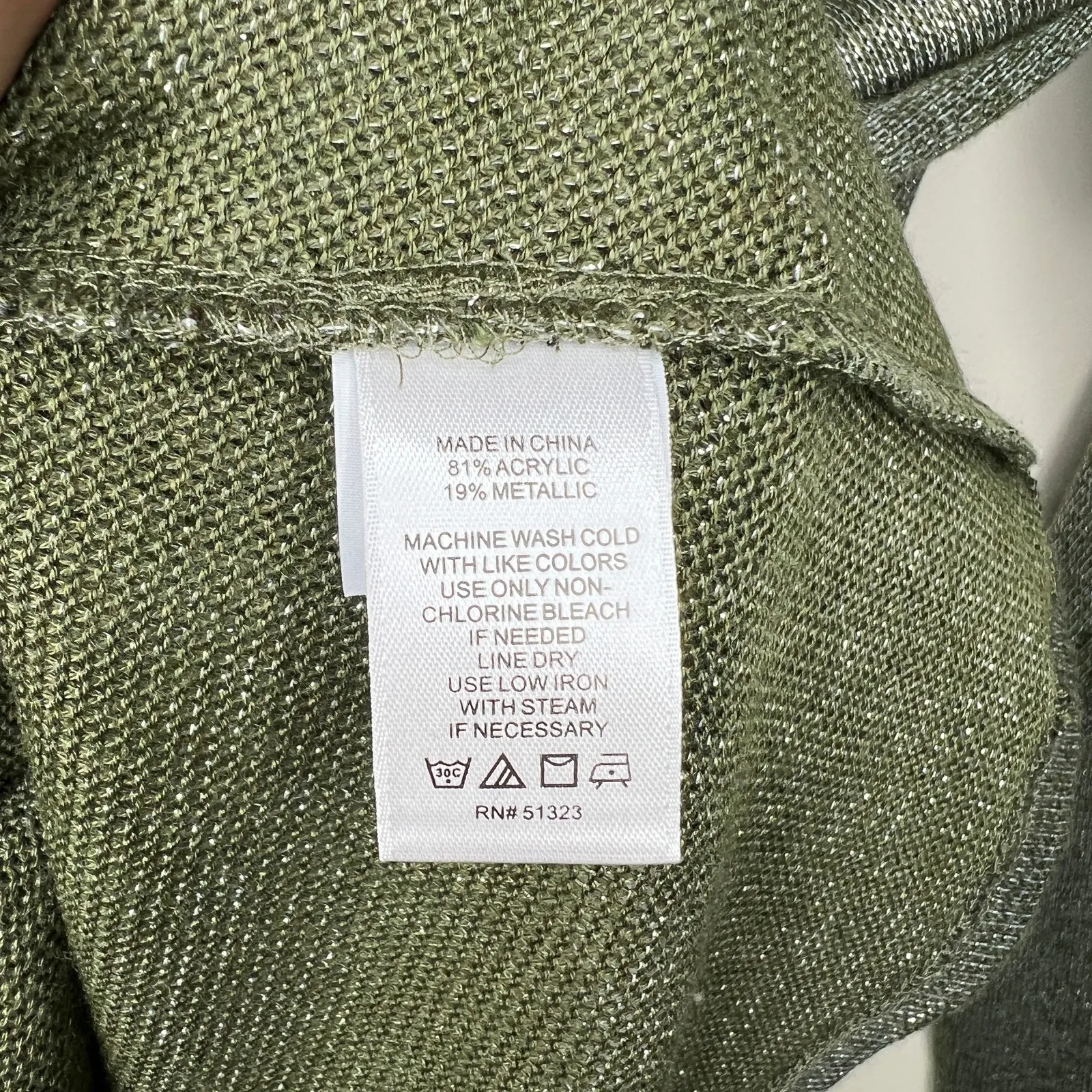 1.State Cozy Sparkle Surplice‎ Crisscross Metallic Green Top Small Holiday Party - Image 6