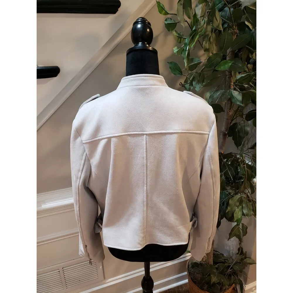 Banana Republic Moto Jacket Women's Size X-Large White Polyester Long Sleeves - Image 6