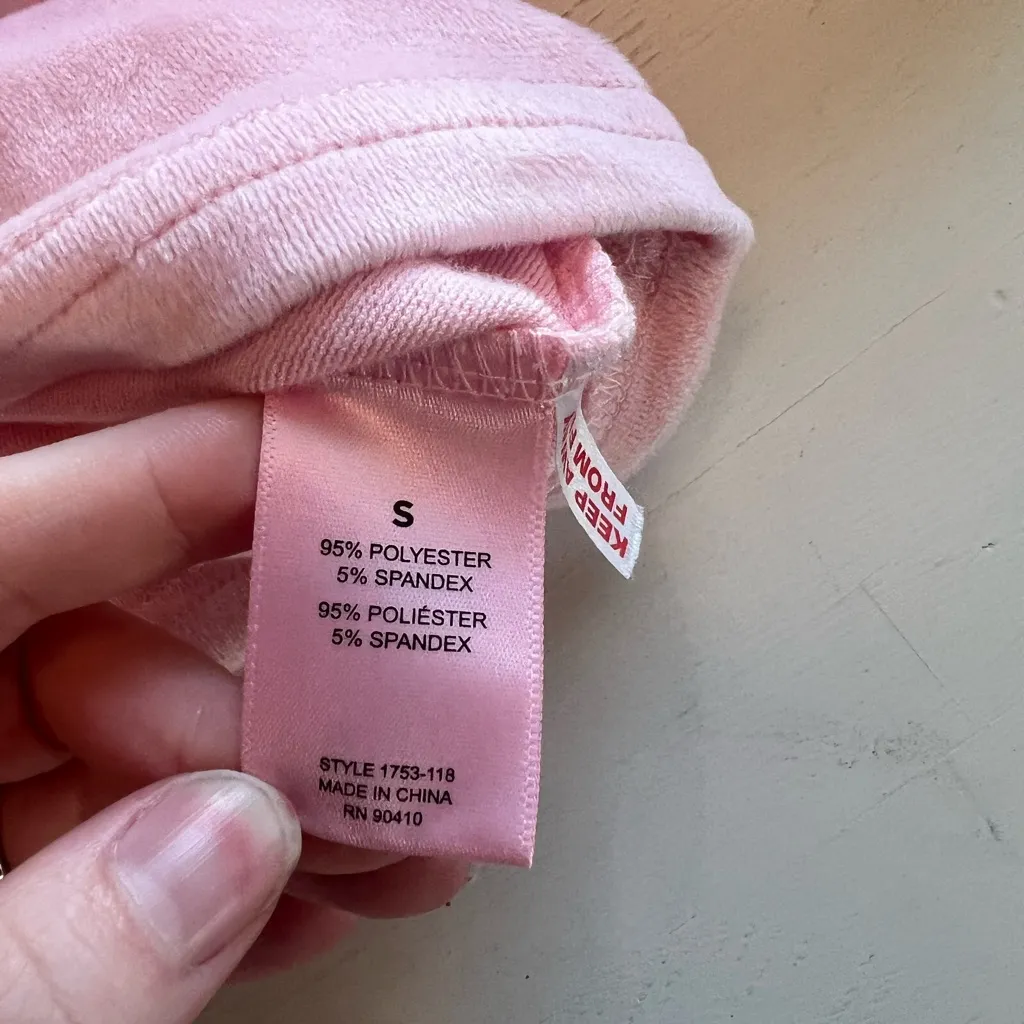 Juicy Couture Womans Small Pink Velour Sleepwear Oversized Cropped‎ Hoodie - Image 4