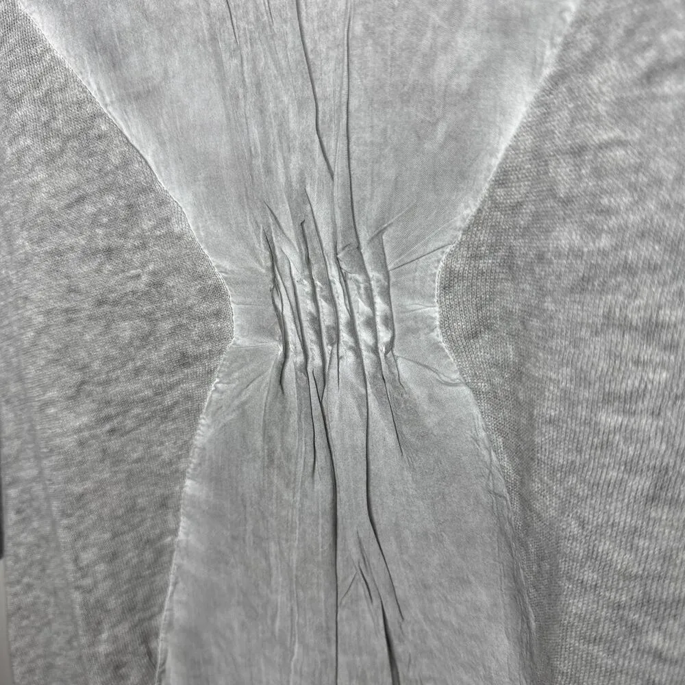 NEW Tribal Jeans Small Gray Linen Blend Open Front Waterfall Cardigan 3/4 Sleeve - Image 5