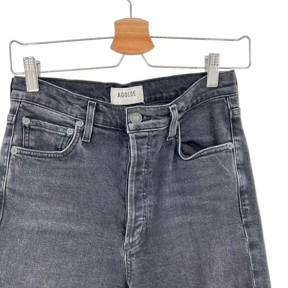 Agolde‎ Nico Jeans High Rise Slim Virtue Wash Stretch Denim Black Grey Size 26 - Image 3