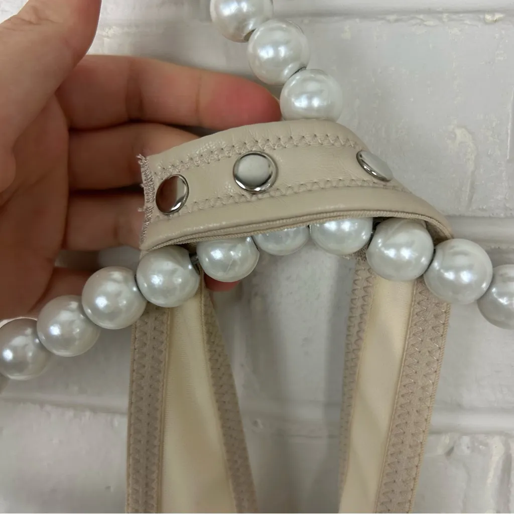 Urban Outfitters Out From Under Cream Faux Leather Halter Corset Top Size M - Image 7