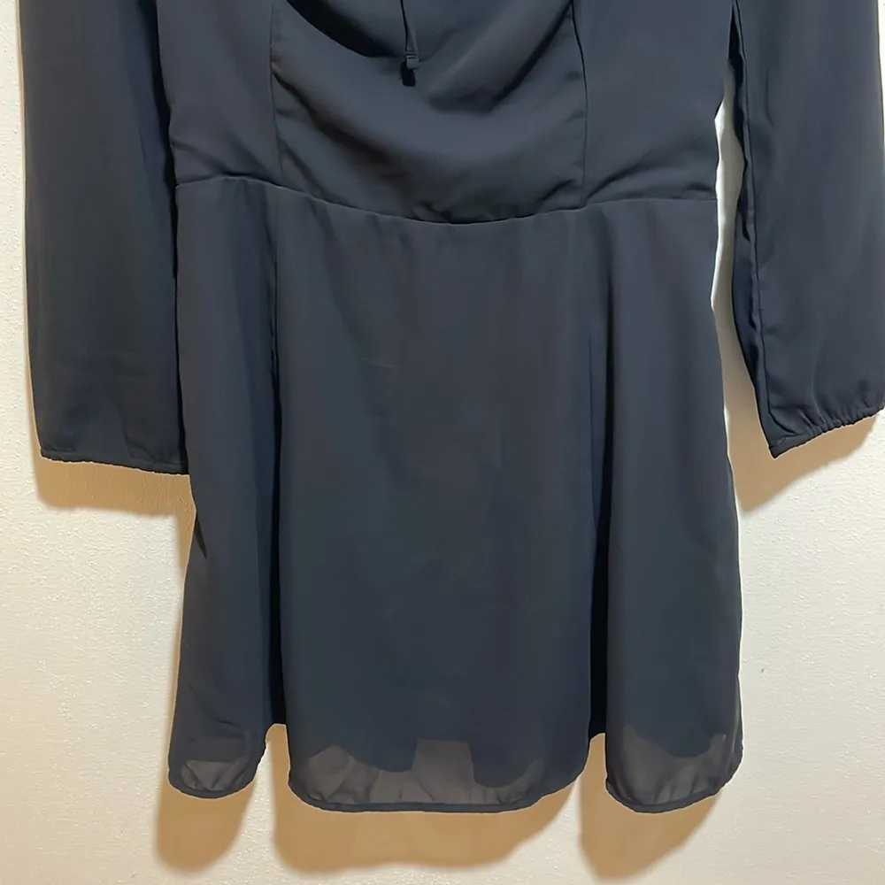 Abercrombie & Fitch Portrait Neck Mini Dress Black  Ruffle Trim Whimsigoth M - Image 6