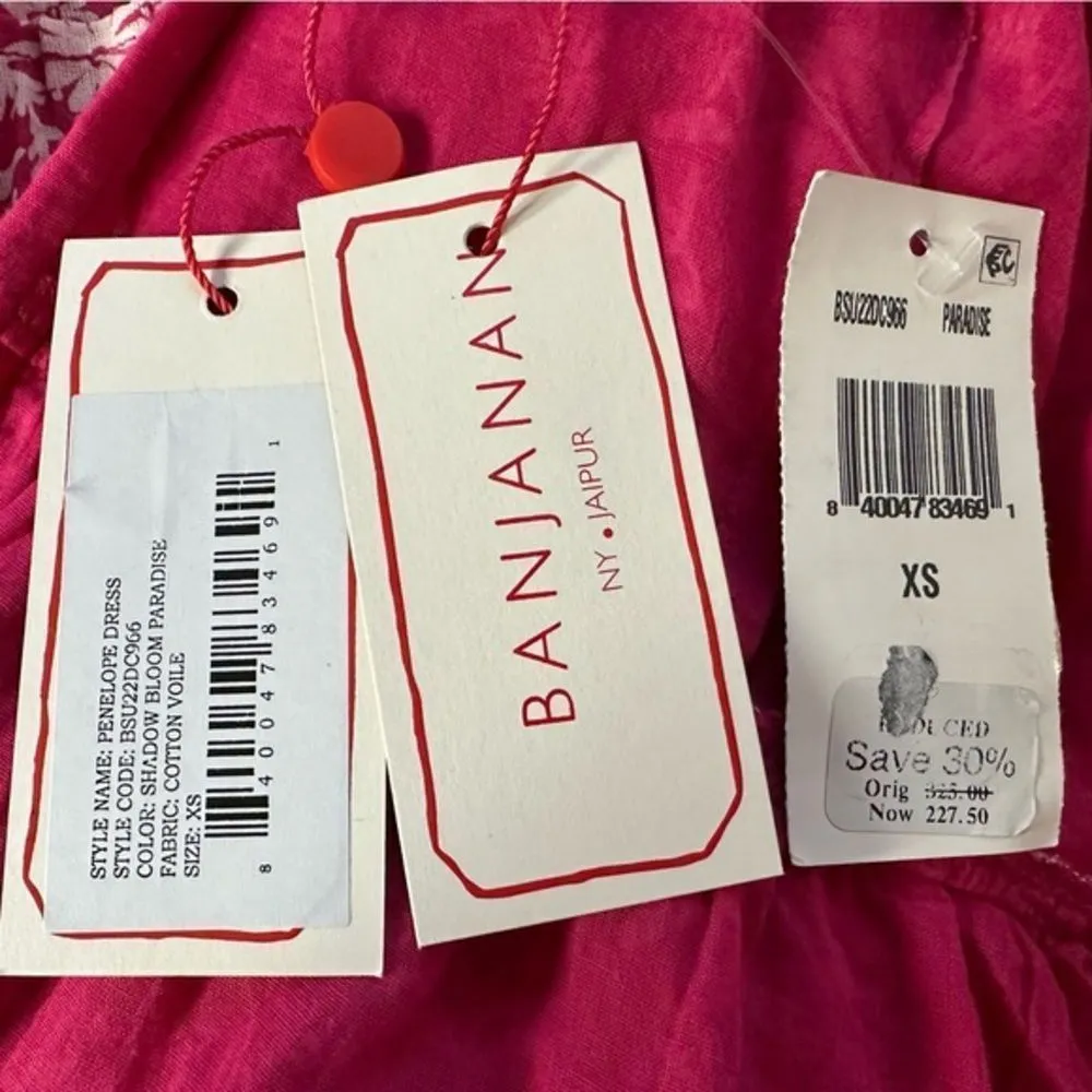 Banjanan Women Pink Penelope Tiered Ruffled‎ Dress Shadow Bloom Paradise Size XS - Image 11