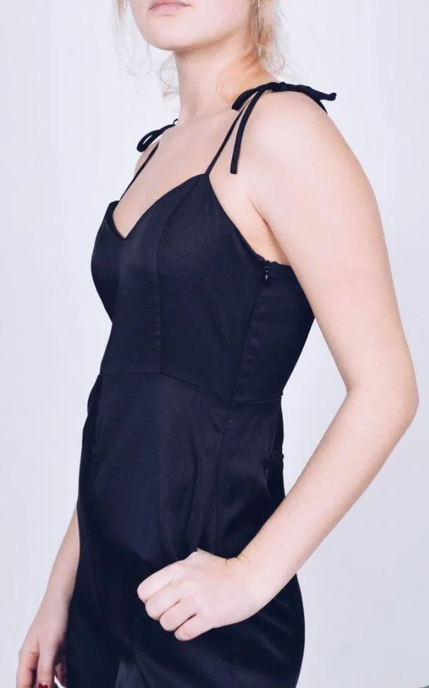 Black Satin Jumpsuit - Image 8