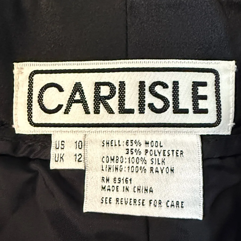 Carlisle Wool Blend Black & White Houndstooth Trouser Pants Size 10 EUC - Image 5