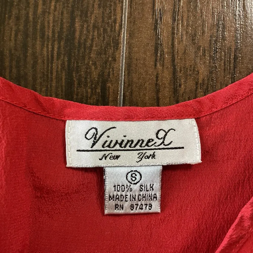 Vintage Vivinne X Silk Top Red - Image 4