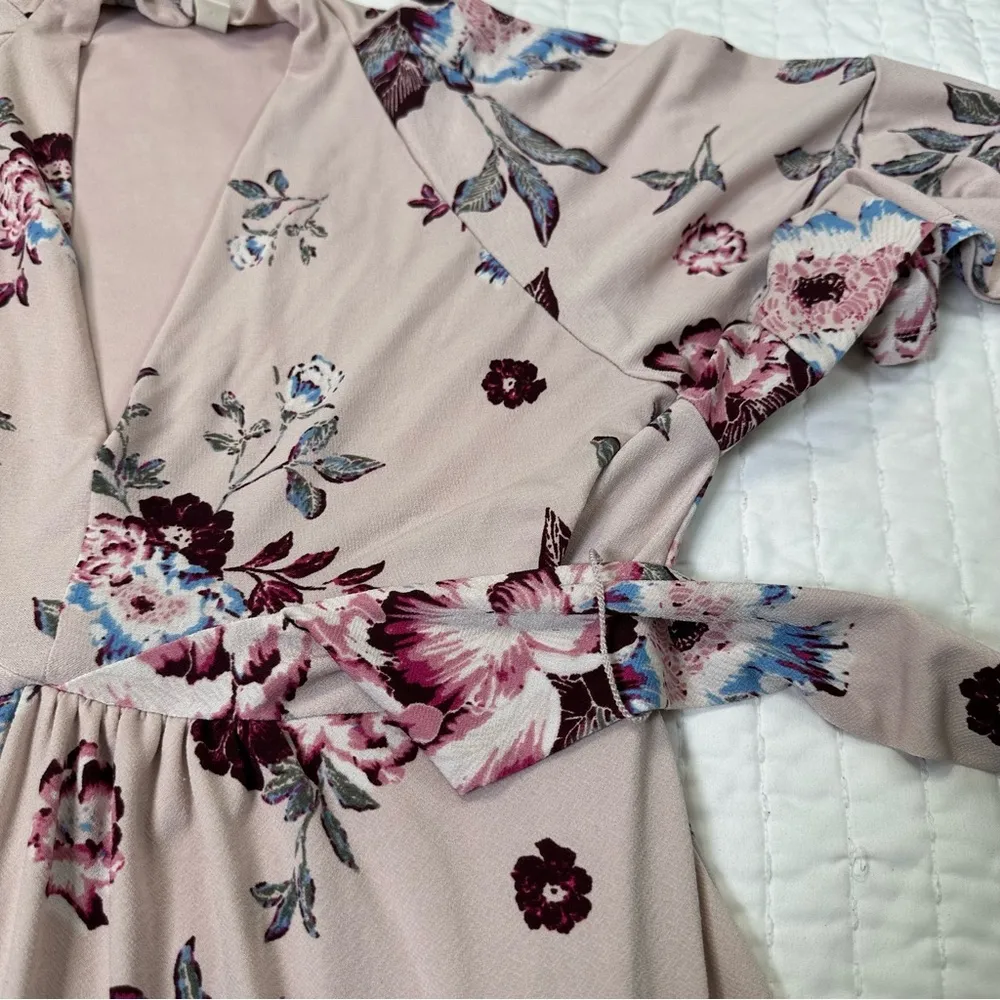 Jessica Simpson Maternity Blouson Cream and Burgundy Floral Dress - Image 11