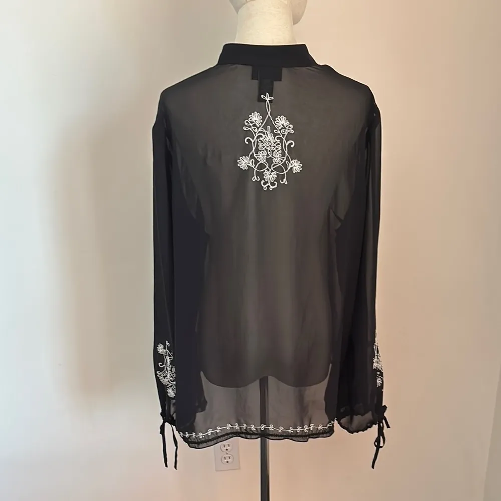 Lane Bryant Black Embellished Mandarin Collar Blouse - Image 4
