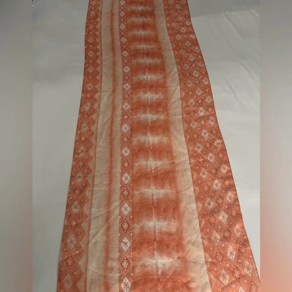 Designed Scarf Women Neckerchief Wrap 100% Polyester Made In Korea Size 62"x21" Orange - Image 8