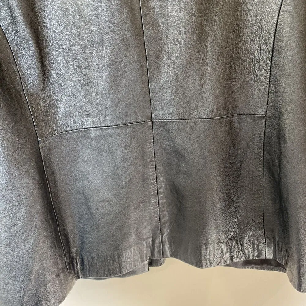 Vintage 90s AMANDA SMITH Women 12 Leather Zip Front Moto Jacket Biker Minimalist - Image 7