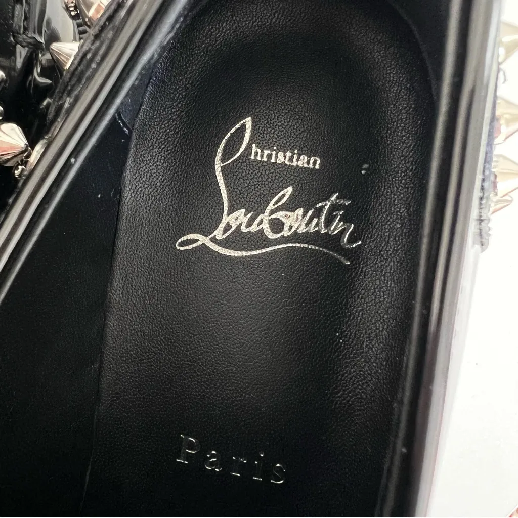 Christian Louboutin CL Moc Lug Spikes Leather Loafers Authentic in Black 36.5 - Image 7