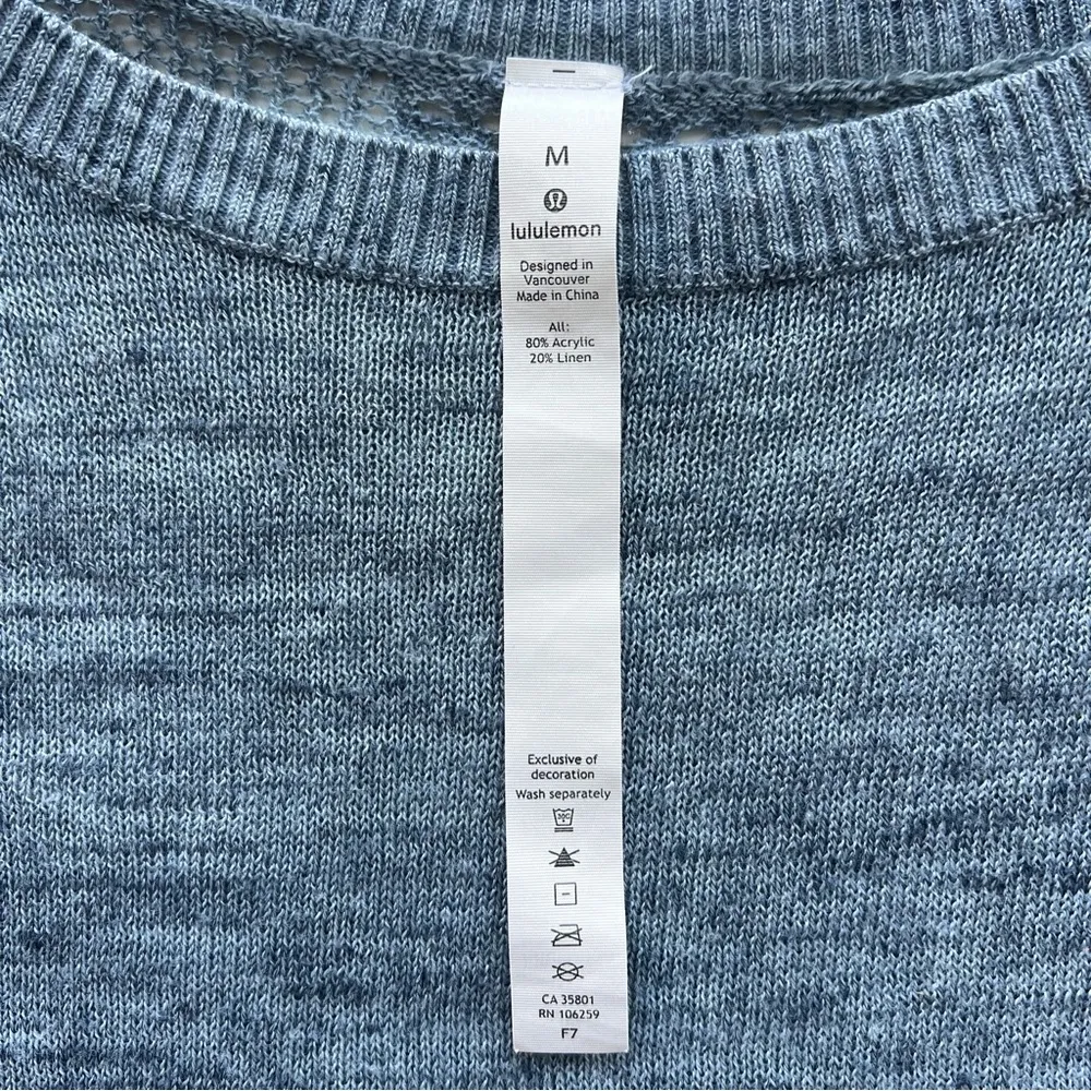Well Being Crew Sweater Linen blend Heathered Speckle Blue oversized M - Image 5