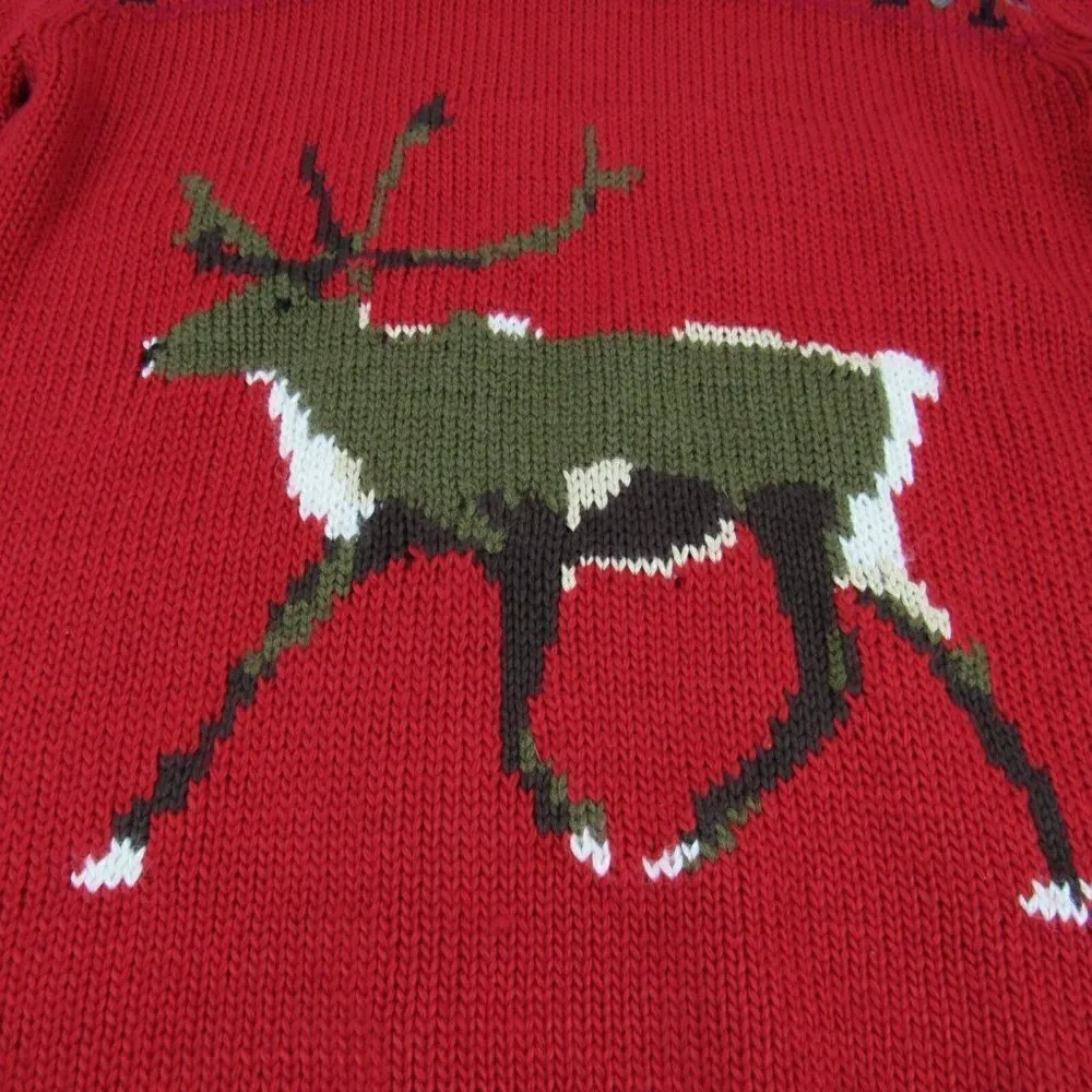 Peter Jensen Womens Wool‎ Blend Xmas Christmas Reindeer Sweater M Deer Ugly Knit Red Size M - Image 2