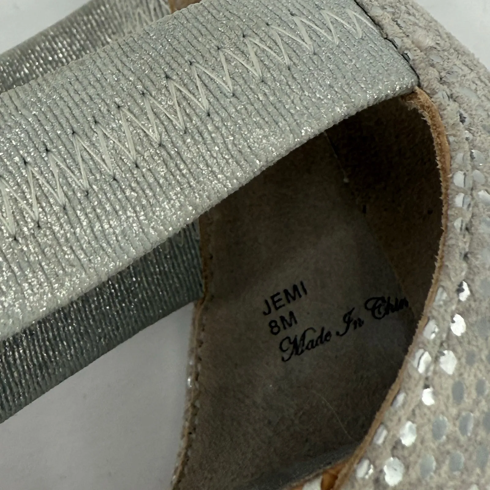 Donald J. Pliner Jemi SZ 8 Strappy Wedge Sandal Silver Metallic Cork Back Zipper - Image 3