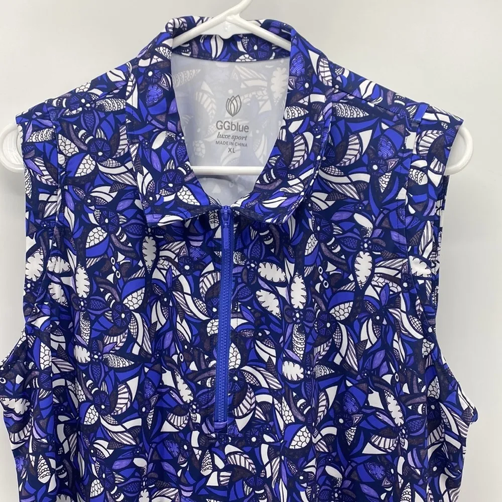 GGblue Katy Mykonos Sleeveless 1/4 Zip Golf Polo shirt Size XL - Image 4