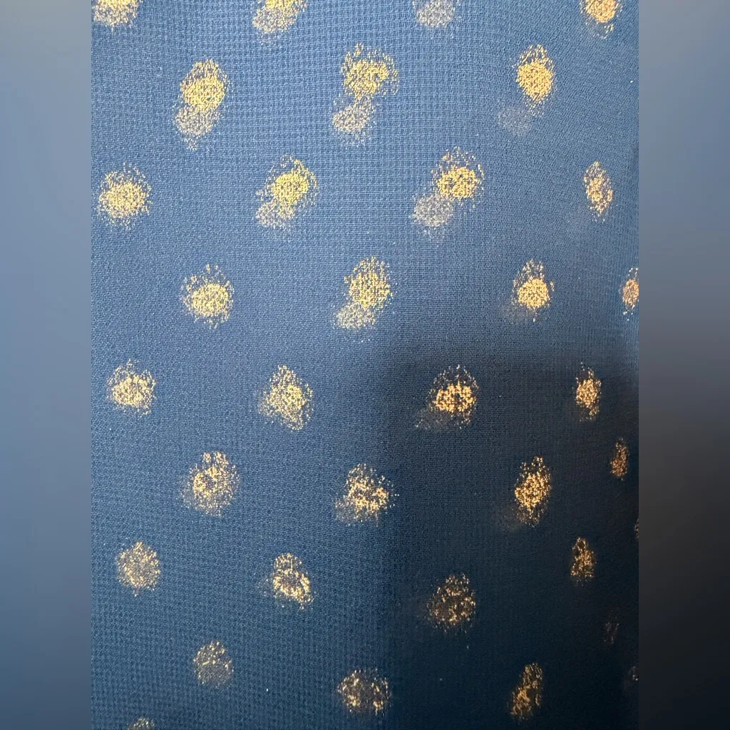 Show Me Your MuMu Navy and Gold Polka Dot Cropped Chiffon Blouse - Image 4