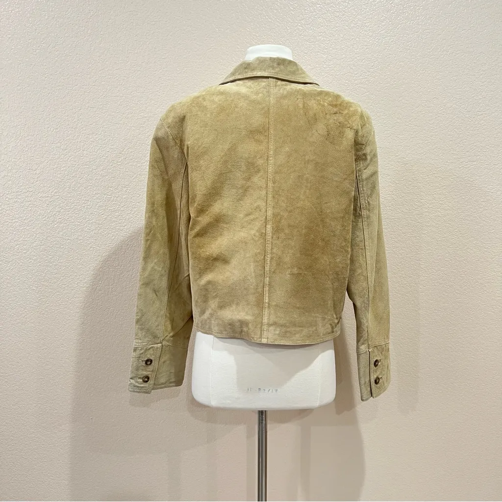 Sarah Chapman Tan Suede Leather Blazer Size 10 - Image 6