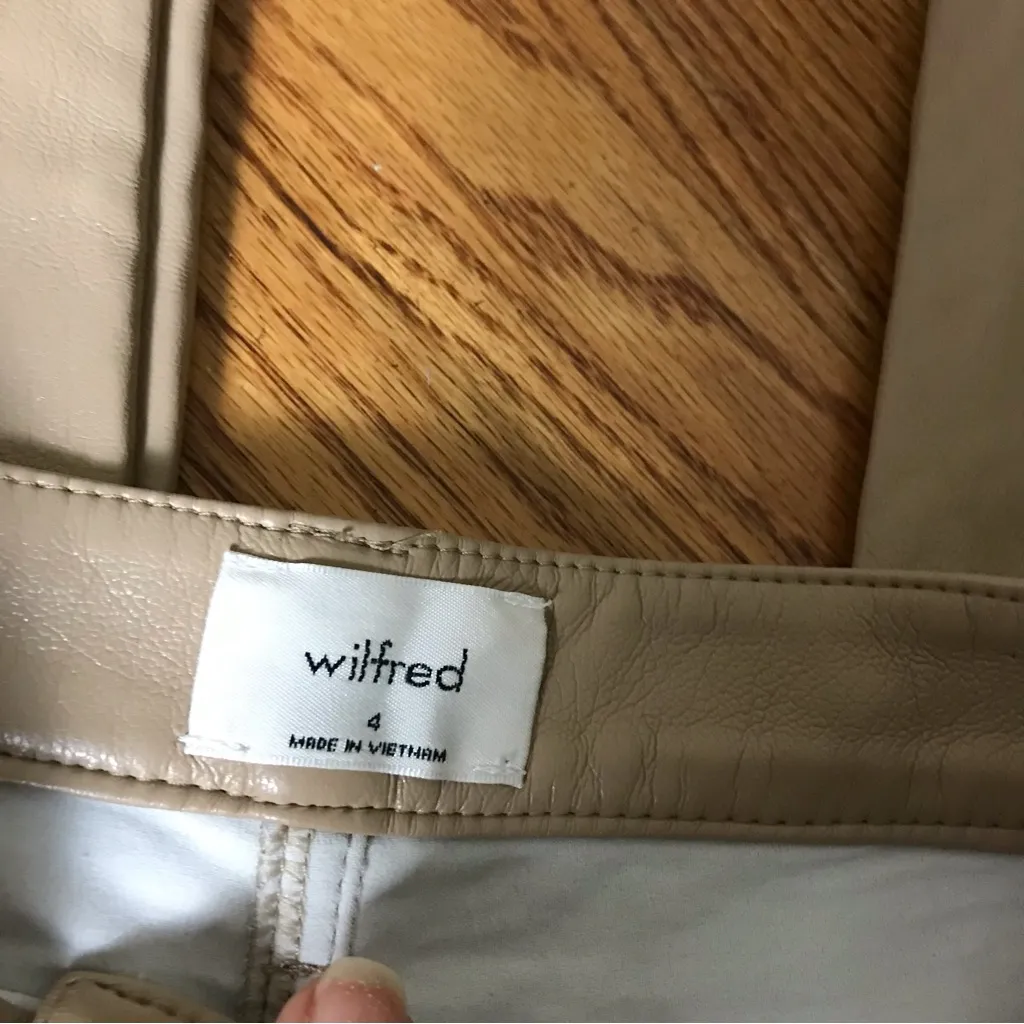 Aritzia Wilfred Melina Tan High-Waisted Faux Leather Pants - Image 6