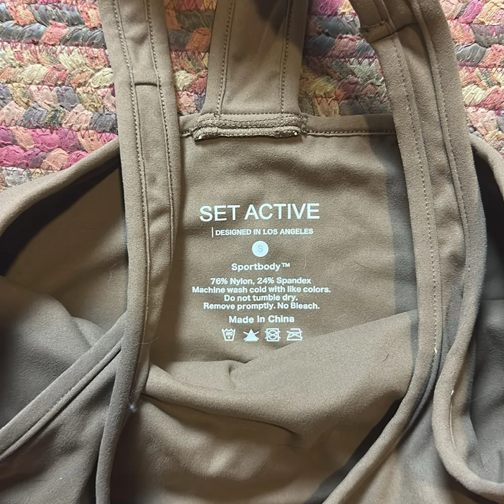 SET ACTIVE BROWN RACERBACK SPORTS BRA CROP TANK - Image 3